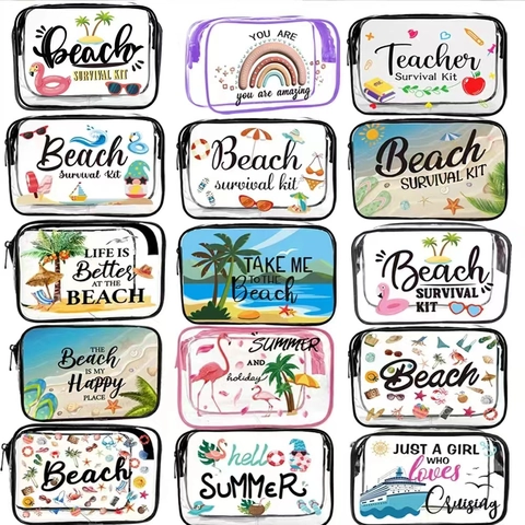 Borsa Per Cosmetici Trasparente PVC Pochette Per Trucco Chiara Organizzatore Per Articoli Da Toeletta Impermeabile Per Viaggi Kit Di Sopravvivenza In Spiaggia Chiusura A Zip Portatile