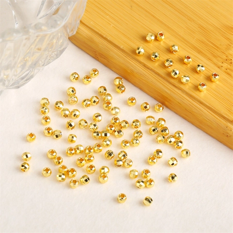 Gefacetteerde Koperen Tussenkralen Goud Gevuld Kleurbehoud Geometrische Losse Kralen Voor DIY Sieraden Maken