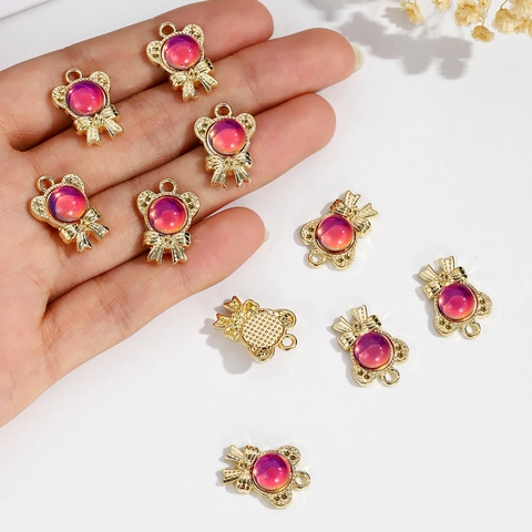 Pendentifs Bijoux Ours Nœud Papillon Alliage Résine Gemme Pour Fabrication DIY Boucles Oreilles Collier Bracelet Style Doux