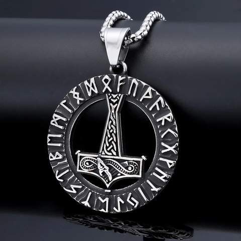 Ανδρικό Μενταγιόν Σφυρί Του Θορ Mjolnir Βίκινγκ Κολιέ Από Ανοξείδωτο Ατσάλι Σκανδιναβικό Κόσμημα Πανκ