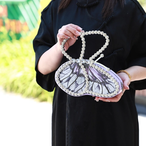 Borsa Da Sera A Forma Di Farfalla Con Strass Pochette In Pelle PU Scintillante Borsa Da Mano Per Feste Da Donna