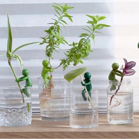 Plastic Plant Support Clips Cute Climbing People Figurine For Indoor Potted Plants Greenery Support Garden Decor