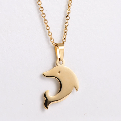 Collana E Orecchini Con Ciondolo A Delfino In Acciaio Inossidabile Placcato Oro 18K Gioielli Minimalisti Per Donna