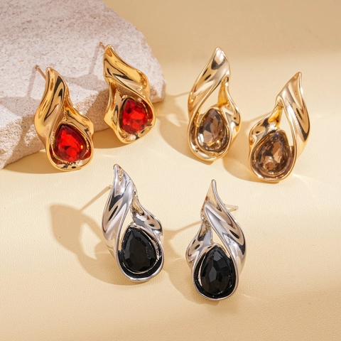 Legierung Strass Tropfen Ohrringe Mit 925 Sterling Silber Ohrstecker Vintage Hohl Wasser Tropfen Schmuck Für Damen