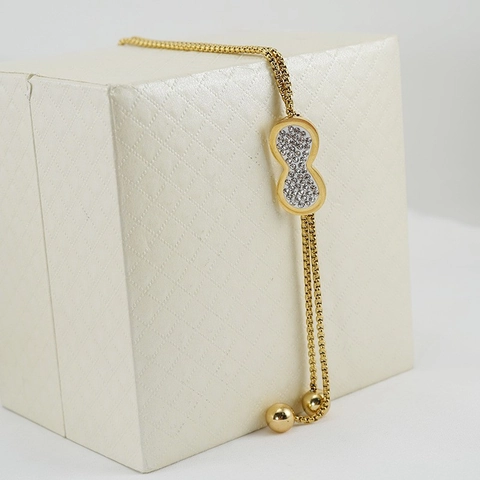 Lange Pulloverkette Edelstahl 18K Vergoldet Strass Unendlichkeit Buchstabe Anhänger Verstellbare Kette Schmuck Für Damen