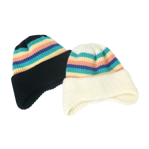 Kinder Regenbogen Gestreifte Strickmütze Acryl Warme Winter Beanie Für Jungen Und Mädchen