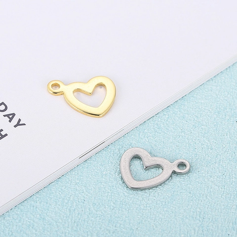 Dijes Corazón Acero Inoxidable Colgantes DIY Accesorios Creación Joyería Collar Pendiente