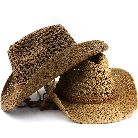 Δυτικό Καπέλο Cowboy Από Χαρτί Με Διάτρητη Πλέξη Πλατύγυρο Αναπνεύσιμο Καπέλο Ήλιου Ανδρικό Γυναικείο Vintage Ταξίδι Παραλία