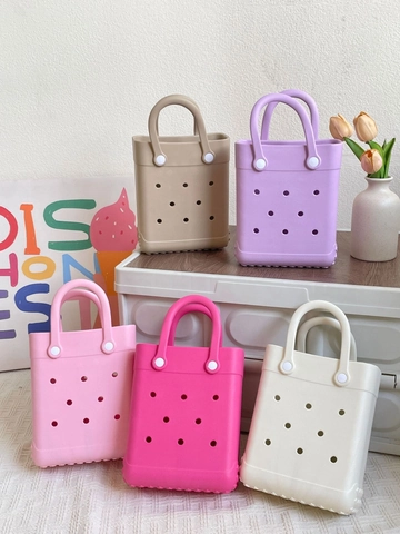 EVA Perforierte Handtasche Hohl Leicht Wasserdicht Strandtasche Für Frauen Lässig Outdoor Tragbare Mini Aufbewahrung