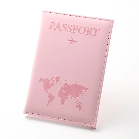 Matte PU Leather Passport Holder Cover World Map Embossed Travel Document Organizer Case Card Slots Lightweight