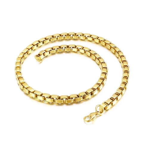 Collana A Catena Veneziana In Acciaio Inossidabile Placcato Oro Lucidato Catena A Maglie Moda Hip Hop Gioielli Uomo Donna