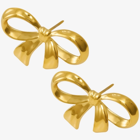 304 Stainless Steel Bow Stud Earrings For Women Minimalist Ins Style Electroplated Gold Silver Bowknot Fashion Jewelry