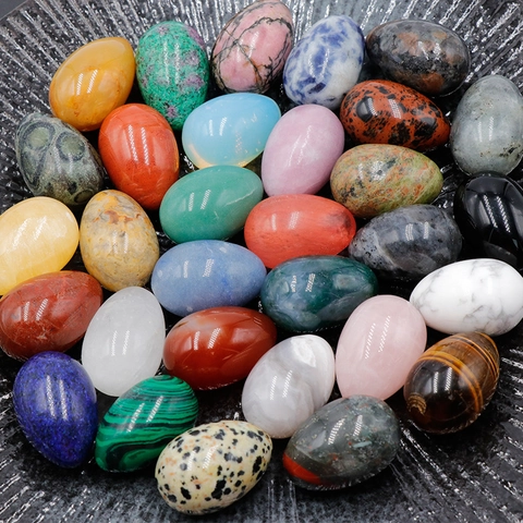 Natural Crystal Agate Gemstone Egg Shaped Polished Stones For Easter Decor Reiki Healing Home Ornament