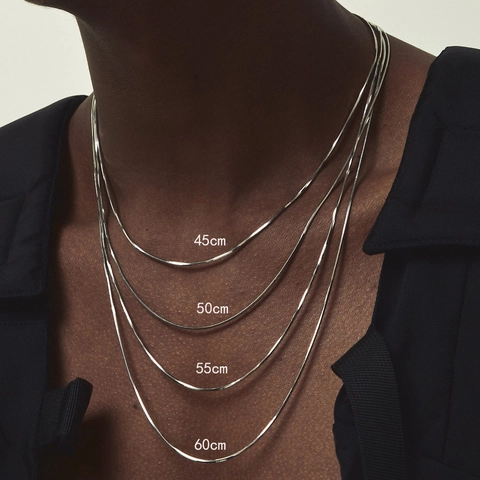 Minimalistische Slangenketting Ketting Titanium Staal 18K Verguld Vierkante Platte Schakel Geometrische Sieraden
