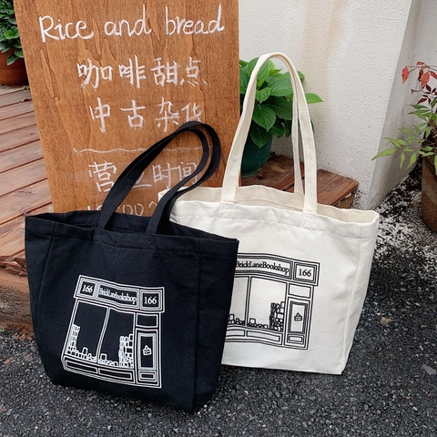 Dames Canvas Tote Bag Grote Capaciteit Minimalistische Boekhandel Brief Print Schoudertas Retro Casual Handtas