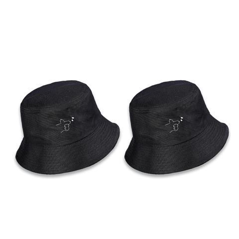 Cappello Alla Pescatora Cotone Twill Ricamo Gesto Del Cuore Protezione Solare Stile Giapponese Casual Unisex Nero