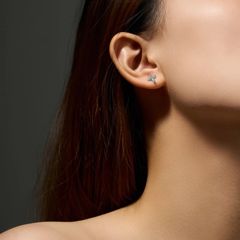 925 Sterling Silver Cross Stud Earrings For Women Pave Rhinestone Trendy Fashion Minimalist Cross Ear Piercing Jewelry Gift