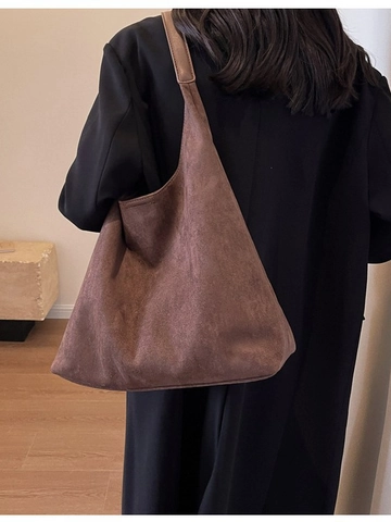 Borsa Tote In Finta Pelle Scamosciata Grande Capacità E Astuccio Pelle PU Donna Retro Minimalista Hobo