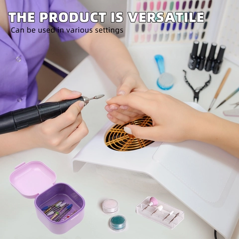 Nagelboor Desinfectiedoos Dubbele Laag Reiniging Bakje Kunststof Draagbaar Professionele Nagelkunst Accessoires