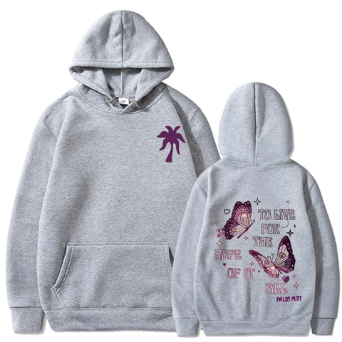 Schmetterling Palme Grafikdruck Herren Kapuzenpullover Fleecegefütterte Langarm Sweatshirt Kängurutasche Freizeitmode