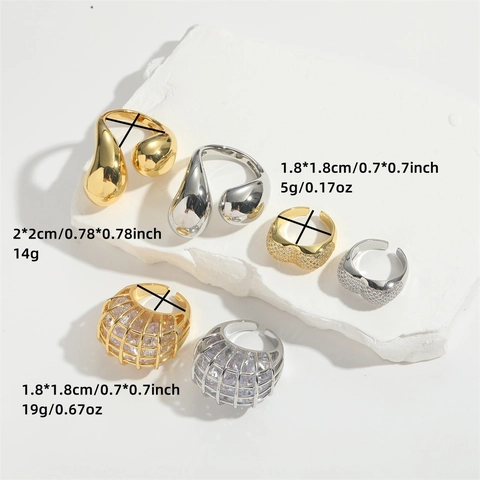 Vintage Light Luxury Copper Zirconia Open Ring For Women Minimalist Waterdrop Heart Design Adjustable Fashion Finger Ring Jewelry