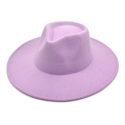 Wide Brim Fedora Hat For Women Men Solid Color Cotton Polyester Felt Jazz Cap Teardrop Top Retro Autumn Winter Travel