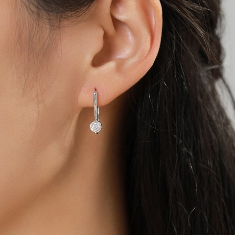 925 Sterling Silver Moissanite Drop Earrings For Women Round Brilliant Cut Inlaid D color VVS1 Minimalist Dangle Earrings Jewelry Gift