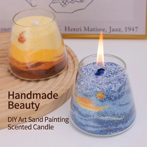 DIY Sand Art Scented Candle Landscape Glass Jar Essential Oils Handmade Decorative Fragrance Wax Gift Home Office Ornament