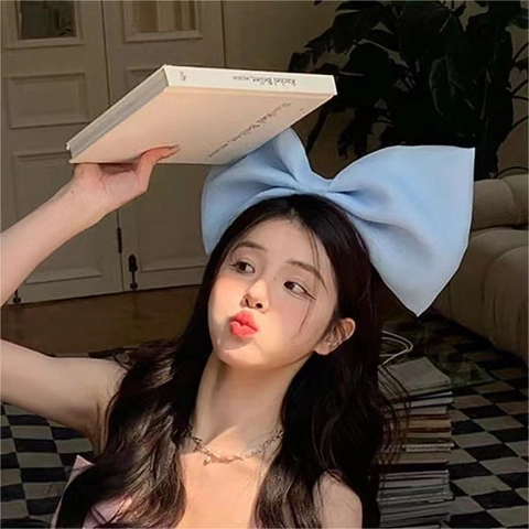 Oversized Organza Bow Headband For Women Sweet Large Fabric Bow Hair Hoop Princess Hairband For Photography Travel Party Hair Accessories
