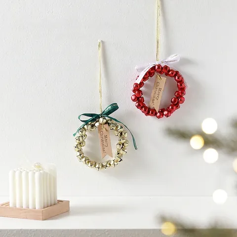 Kerstbel Krans Hangende Ornamenten Metaal Dennenappel Dennennaalden Decoratief Handgemaakt Vintage Voor Huis Decoratie