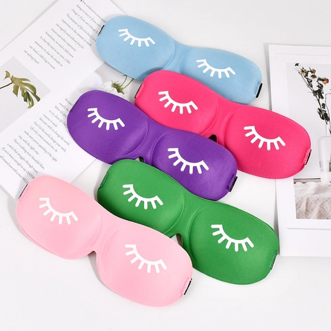 3D Sleep Mask Contoured Eye Mask For Sleeping Blackout Soft Sponge Breathable Eyelash Print For Travel Home