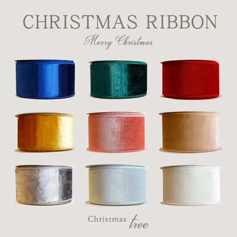 Velvet Ribbon Christmas Tree Decoration Holiday Gift Wrapping DIY Crafts Party Supplies Festive Soft Texture