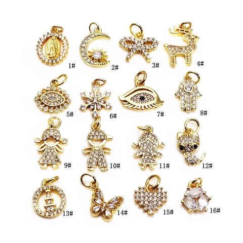 Exquisite Copper Cubic Zirconia Pendants Micro Pave DIY Jewelry Making Charms For Necklaces Bracelets Small Crafting Accessories