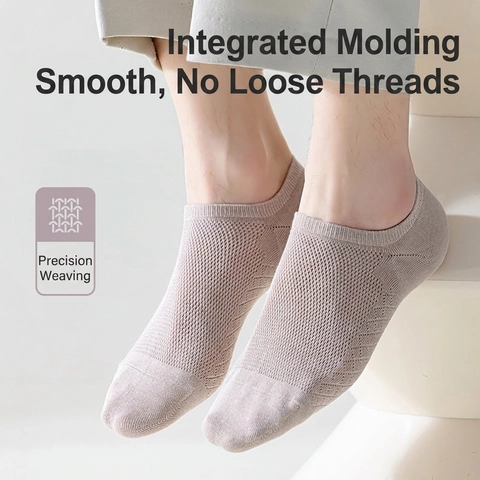 Herren Unsichtbare No Show Socken Baumwolle Mesh Atmungsaktiv Anti-Rutsch Silikon Nahtlose Zehen Antibakteriell Geruchshemmend