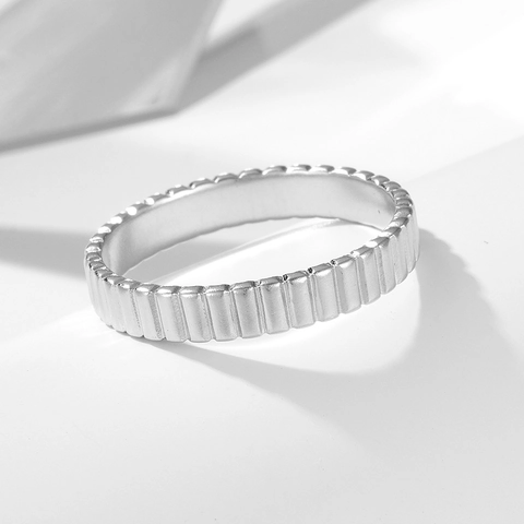 S925 Sterling Silber Gestreifter Ring Für Damen Minimalistischer Geometrischer Gerippter Bandring Modeschmuck Stapelbarer Fingerring