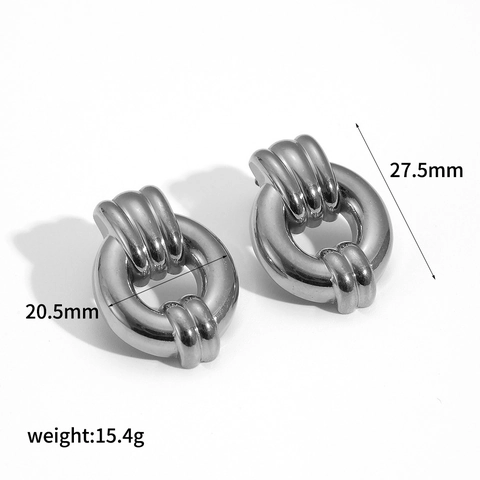 Creolen Edelstahl 18K Vergoldet Geometrisch Rund Türklopfer Stil Vielseitig Elegant Für Damen