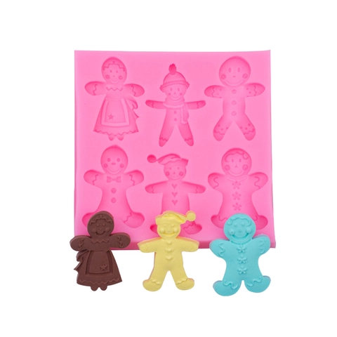 Gingerbread Man Silicone Mold Christmas Halloween Theme Flexible Multi Cavity For Chocolate Fondant DIY Craft Baking