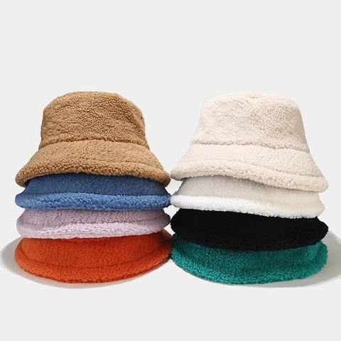 Sombrero De Pescador Cálido De Invierno Lana De Cordero Forro Polar Sherpa Color Sólido Cortavientos Ajustable