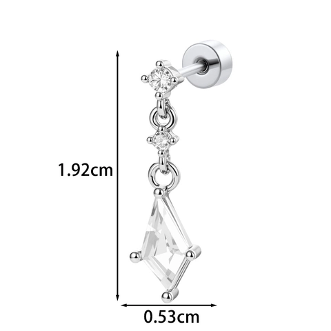 Orecchino Cartilagine Pendente Zircone Rombo Rame Gioielli Piercing Geometrici Minimalista Stile Nicchia Unisex