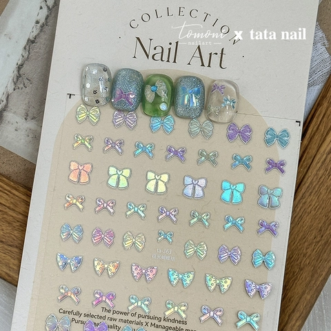 Holografische Aurora Schleife Nagelkunst Aufkleber 3D Ultradünn Selbstklebend Maniküre Dekoration