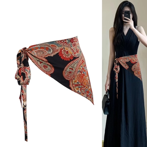 Cintura A Sciarpa Paisley Boema Tessuto Corsetto Fascia In Vita Con Lacci Triangolare Cintura Decorativa Per Donna Accessori Vestito