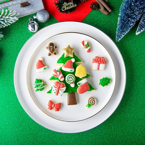 Cortadores Galletas Navidad Set Plástico PLA Impresión 3D Jengibre Árbol Estrella Moldes Fondant Herramientas DIY Repostería
