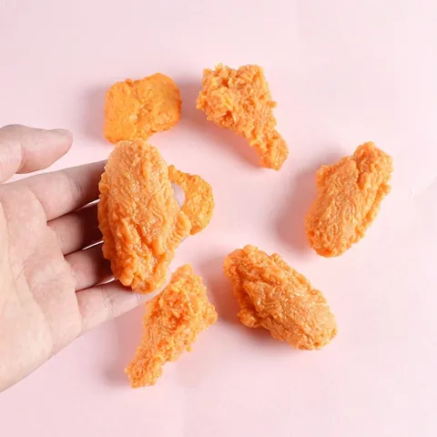 Simulation Fried Chicken Food Model Realistic PVC Drumstick Wings Keychain Pendant Decorative Prop Toy Novelty