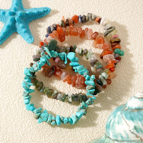 Bracciale Elastico In Perle Di Pietra Naturale Irregolari Guarigione Chakra Gioielli Bohémien Per Donne Regalo