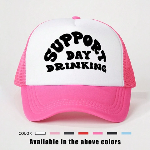 Support Day Drinking Mesh Trucker Hat Breathable Adjustable Snapback Baseball Cap Sun Protection Unisex Outdoor