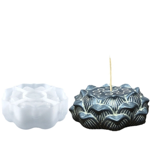 Lotus Seedpod Flower Silicone Mold DIY Resin Casting Incense Burner Teapot Base Ornament Zen Home Decor