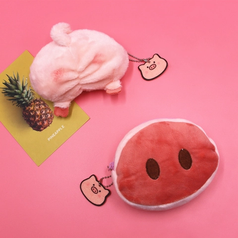 Süße Cartoon Schweinenase Po Plüsch Münzbörse Weiche Mini Aufbewahrungstasche Mit Schlüsselanhänger Für Mädchen Pink Neuheit
