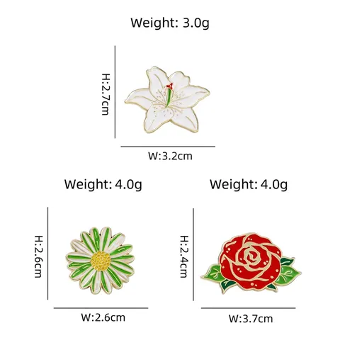 Süße Zinklegierung Emaille Blume Brosche Für Damen Mädchen Rose Lilie Gänseblümchen Anstecknadeln Für Rucksack Kleidung Dekoration