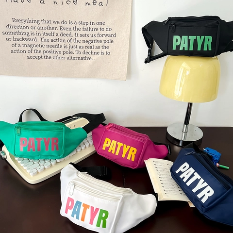 Kids Nylon Waist Bag Letter Print Adjustable Strap Chest Fanny Pack For Boys Girls Modern Cool Daily Wear