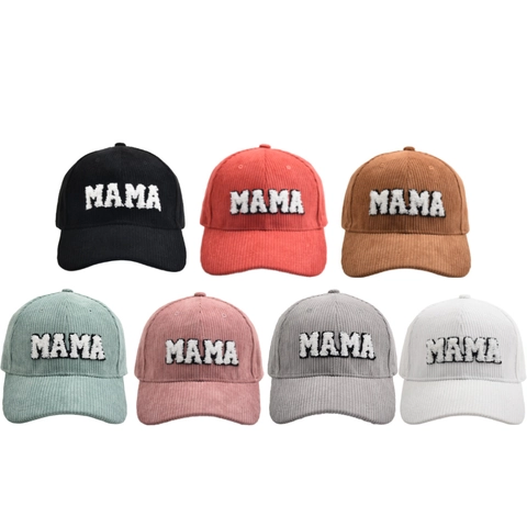 Corduroy Baseball Cap Mama Mini Letter Embroidery Parent-Child Matching Fashion Sun Hat Adjustable